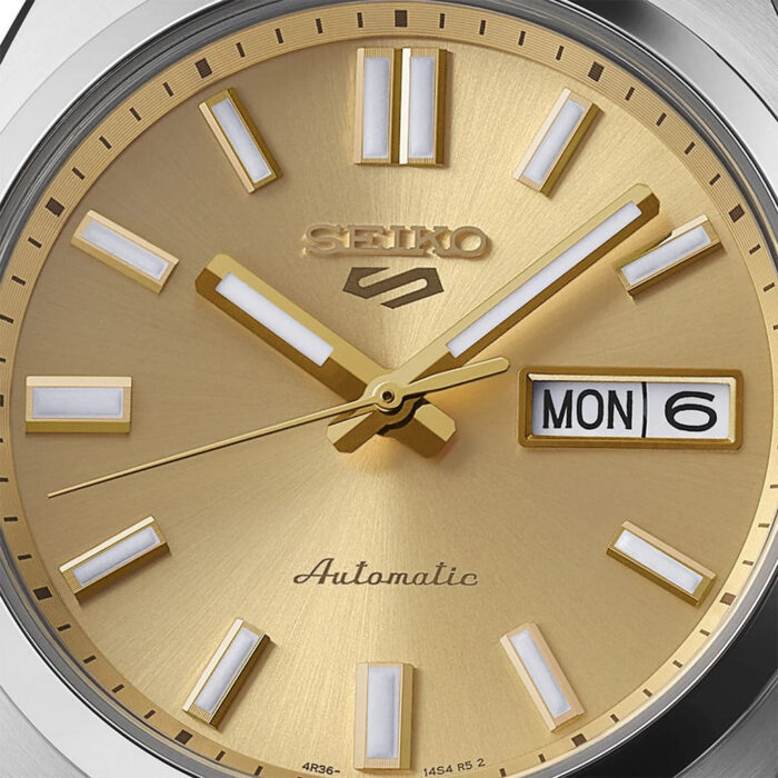 Seiko 5 Sports SNXS Automatic Gold Dial Silver Steel Strap Watch for Men - SRPL59K1 - Image 2